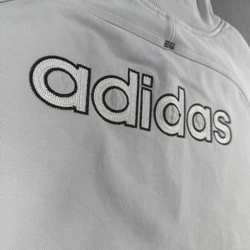 Vintage Adidas‎ Mens Pullover Sweatshirt Quarter Zip Spellout Gray Logo Large